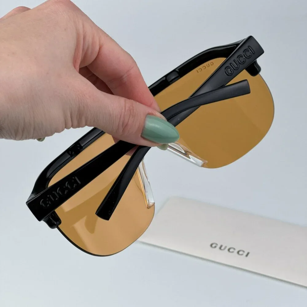 Gucci GG1645S 005 BRAND NEW Sunglasses Black Orange Unisex Mask